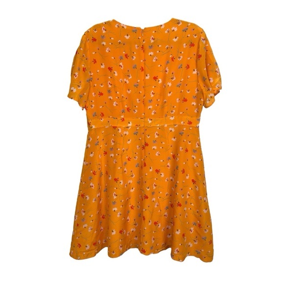 MADEWELL Split Sleeve Yellow Silk Belladonna Dress in Painted Carnations Size 14 - Picture 3 of 13
